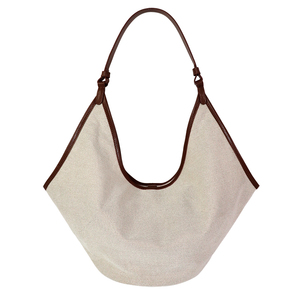 Custom Canvas Shoulder <b>Bag</b>, Ladies <b>Slouchy</b> Tote with Leather Trim, Promotional <b>Bag</b> Wholesale - Product Image 4