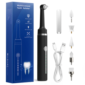 Pulidor de dientes recargable con 5 cabezales de cepillo con luz LED con 5 cabezales de cepillo de repuesto Kit de cuidado bucal portátil resistente al agua - Product Image 2