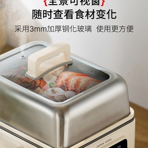 Vaporera eléctrica ApixIntl de 2 niveles de acero inoxidable con capacidad de 6L para cocinar al vapor y guisar en casa - Product Image 4