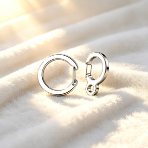 Stainless Steel Round Carabiner Keychain Luxury Hard-Wearing Metal <b>Key</b> <b>Ring</b> - Product Image 4