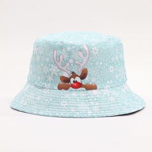 Chapeau Bob Réversible Imprimé Père Noël et Renne pour l'Extérieur, Protection Solaire, Chapeau de Pêcheur Festif pour les Vacances et les Voyages - Product Image 1