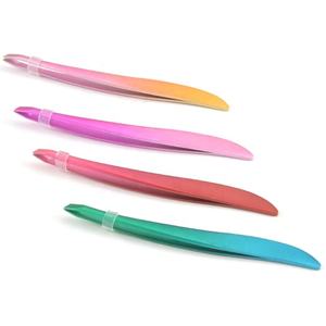 Ustom beauty-Juego de pinzas para pestañas con punta inclinada, herramientas cosméticas de acero inoxidable, pinzas para cejas con volumen - Product Image 1