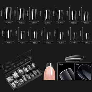 Capsules d'ongles en gel souple transparentes, forme cercueil, couvrance totale, 14 tailles, pour extension, qualité professionnelle pour salon de manucure, OEM - Product Image 3
