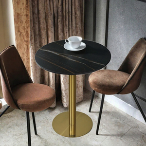Mesa de Centro Redonda Moderna de Piedra Acanalada, Mesa de Pedestal de Lujo con Tapa de Piedra Sólida, Muebles para Sala de Estar - Product Image 3