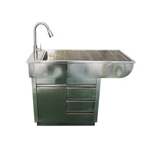 Mesa de Operaciones Eléctrica para Mascotas de Acero Inoxidable con Elevación en Ángulo V, Mesa de Disección Animal para Hospital con Bandeja de Inodoro, Uso Canino - Product Image 1