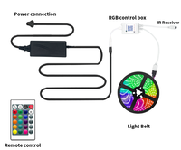Bande de Led Adressable Multicolore 12v 24 Touches Infrarouge Bluetooth RGB Music Controller Led Flex Light Strip