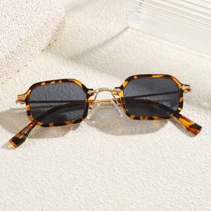 Gafas de Sol Personalizadas con Logotipo, Moda Retro 2025, Unisex, Metálicas, Poligonales, Rectangulares, con Protección UV400, Montura Pequeña Cuadrada de Aleación con Diseño de Leopardo - Product Image 3