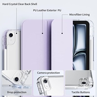 Étui de protection pour iPad Air 11 pouces M4 2026 & M3 2025 & M2 2024, étui avec support, coque arrière rigide transparente pour iPad 10.9