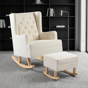 Chaise de canapé en lin moderne nordique salon simple en bois massif pour chambre et salon couleur blanche - Product Image 1