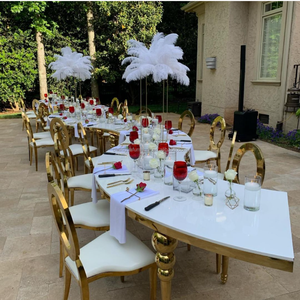 Bàn Mặt Trăng Bằng Thép Không Gỉ Bàn Đám Cưới Đính Đá Serpentine Nửa Vòng Cho Khách Sạn - Product Image 3