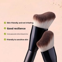 Pinceau de maquillage professionnel de luxe pour poudre, illuminateur, contouring, plat, avec manche en bois naturel, pour le visage et le correcteur, et pour le rasage