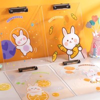 Porte-documents A4 transparent avec plateau rigide, bloc-notes pour étudiants, design lapin de dessin animé, pour le rangement de documents et de feuilles de test, modèle Q46 personnalisé
