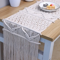 Chemin de table personnalisable en fil de coton tissé à la main, nouveau style chinois, simple, avec pompons, pour usage domestique (cafés, salles à manger, tables longues)