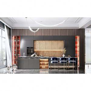 Armoires personnalisées, îlot, design modulaire, laque noire ou finition, luxe moderne, armoires de cuisine modernes en érable - Product Image 4