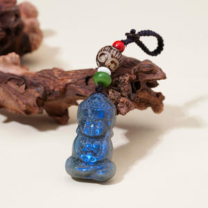 Porte-clés Bébé Bouddha en <span class=keywords><strong>Labradorite</strong></span> Naturelle en Gros, Artisanat de Sculpture sur Cristal Fait Main, Ornement en Pierre de Guérison - Product Image 5
