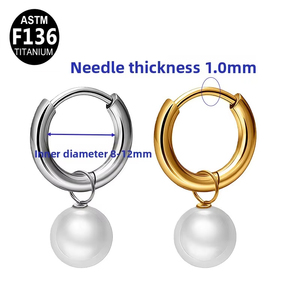 Boucles d'oreilles circulaires en alliage <span class=keywords><strong>de</strong></span> titane ASTM-F136 Getta, style <span class=keywords><strong>perle</strong></span>, pour femme, bijoux <span class=keywords><strong>de</strong></span> piercing doux et cool, pour cartilage d'oreille, mariage - Product Image 2