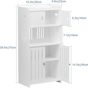Bathroom Storage Cabinet 3 Tier Freestanding <b>Corner</b> <b>Shelf</b> For Toilet Gap Storage With Removable Design Durable Rectangular Rack - Product Image 2