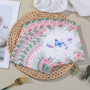Printed Paper Napkins Butterfly Flowers 330mm Square Birthday Party Decorations Elegant Tableware - Product Image 3