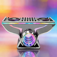 Consola de DJ Portátil Moderna LiqVis con Logotipo Personalizado, Mesa de DJ de Acero Inoxidable con Espejo, Cabina de DJ con Luces LED de Colores para Fiestas, Festivales y Eventos