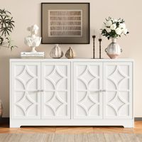 Buffet moderne avec 4 portes sculptées, meuble de rangement en bois, bar à café pour salle à manger, salon, entrée
