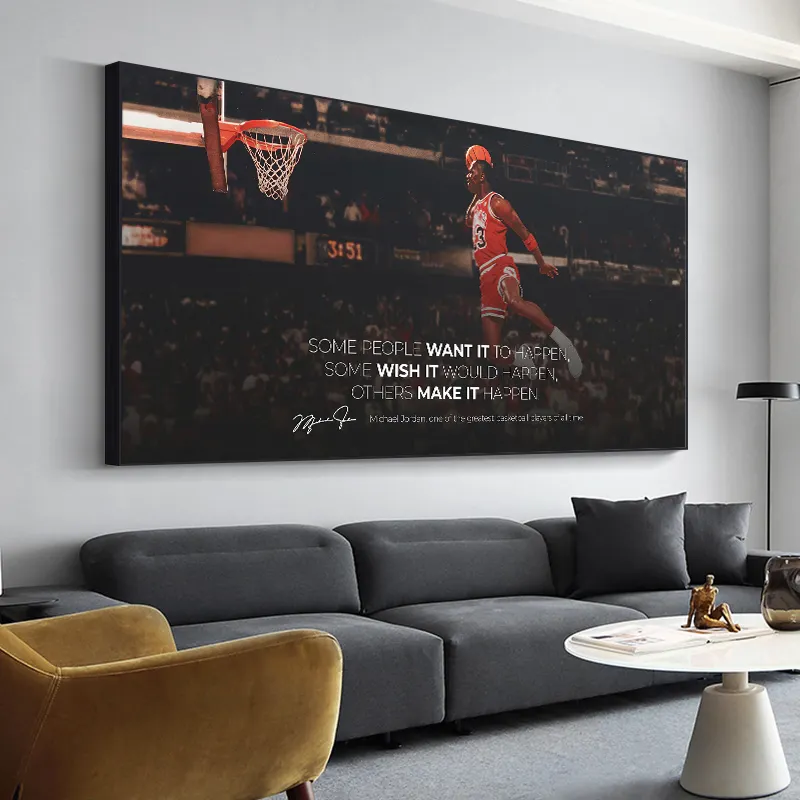 Basketball Sport Star Retro Canvas Painting Art Motivational Quote Posters And Prints Wall Art For Living Room Decor