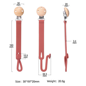 Chaîne de sucette pour bébé, en silicone, avec clip en bois, pour nourrissons de 0 à 24 mois, sangle apaisante anti-chute - Product Image 4