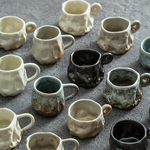 Taza de café de cerámica hecha a mano Retro, taza maestra de cerámica Irregular, vajilla de gres grueso para restaurante, Bar, ajuste de Mesa para el hogar - Product Image 4