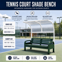 Banc en alliage d'aluminium 2040x720x815mm avec vis en acier inoxydable 304 et auvent en PC de 2,2 mm pour jardin, terrasse et extérieur