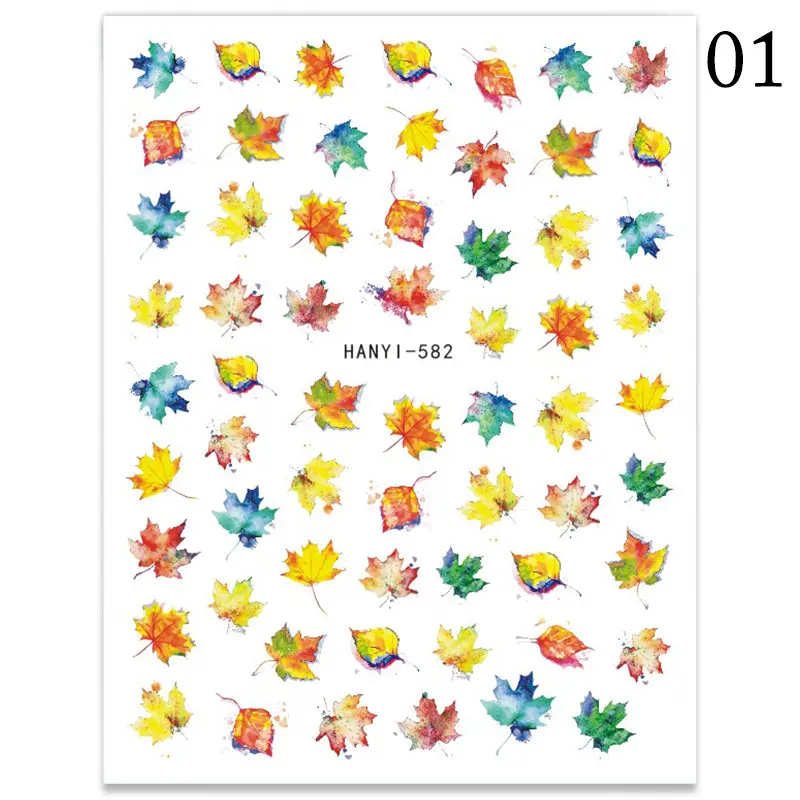 Wholesale 3D Fall Maple Leaf Nail Decal Self-Adhesive Nail Stickers Decal DIY Manicure