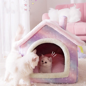 Casa de gato plegable para interior e invierno, tienda de casa para mascotas cálida y acogedora, cojín nido para <span class=keywords><strong>Chihuahua</strong></span>, cesta de productos para mascotas extraíbles - Product Image 2