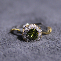 Bijoux fins OEM Or blanc 18 carats 0,52 ct Diamant 1,23 ct Bague en tsavorite verte démoïde Classique 3.74g pour mariage Bijoux de confiance