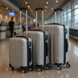 Juego de maletas de viaje DB 3 en 1 color gris plata, material ABS, 4 ruedas con cerradura para viaje - Product Image 2