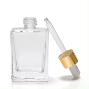 평평한 사각형 직사각형 럭셔리 15ml 30ml 50ml 100ml 투명 유리 스포이드 병 (칼라와 함께) 혈청 에센셜 오일 - Product Image 4