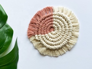 Handmade Cotton Round Braided Placemat Geometric Bohemian Style <b>Table</b> <b>Mat</b> with Tassels for Home Decor - Product Image 2