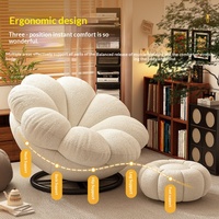 Fauteuil inclinable en sherpa en forme de pétale, une place, pivotant, pour salon, chambre, balcon, détente et sommeil