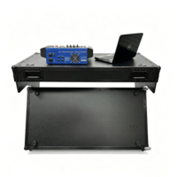 Table de DJ OEM de haute qualité, démontable, entièrement noire, avec roulettes, pour console de mixage DJ, avec 4 pieds en caoutchouc et 2 trous pour câbles