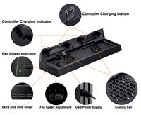 Station de ventilateur de refroidissement pour PS4/PS4 Slim/PS4 Pro support Vertical avec double contrôleur, Port EXT, station de charge et emplacements de jeu