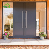 Porte d'entrée pivotante moderne en bois et aluminium pour villas et maisons, avec sécurité renforcée