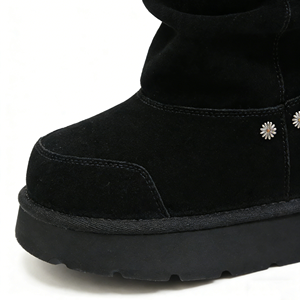 מכירה ישירה מהמפעל OEM/ODM מגפי חורף מעור בקר, עור כבש דו צדדי, מגפי נשים חמים עד הברך, נעלי פרווה סיטונאי - Product Image 3