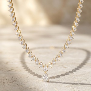 Collier de mariage Wish, design en V, couleur D, moissanite taille poire complète, argent sterling 925, cadeau idéal pour les célébrations de mariage - Product Image 1