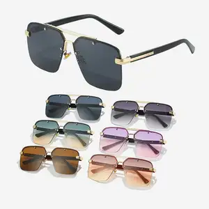 Double Bridge Square Large Sun Glasses Frame Lunette De Soleil Luxe Homme Men Shades Uv400 Shades Sunglasses