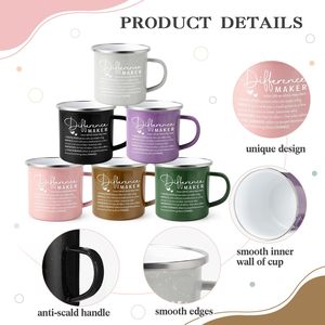 แก้วเคลือบเอนาเมลขนาด 350 มล. 12 ออนซ์ แบบสั่งทำพิเศษสำหรับพิมพ์ลาย แก้วกาแฟและนมสำหรับแคมป์ปิ้ง ใช้ซ้ำได้ ความจุขนาดใหญ่ พกพาสะดวก เหมาะสำหรับเป็นของขวัญ - Product Image 2