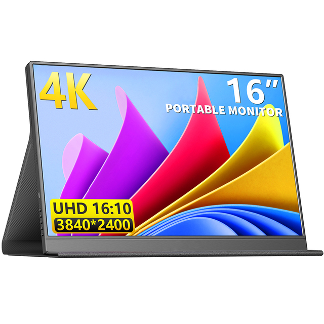 Ultra Slim 16-Inch 4K Type C Portable Monitor 400nits 100% SRGB 60Hz Lightweight 1.8lbs VESA Business Office/Gaming Low Blue