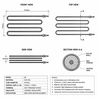 Élément chauffant pour barbecue 220V 3KW en acier inoxydable 304, chauffage tubulaire en forme de W pour pièces de barbecue électrique commercial