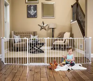 Baby Safety Fence 5 Panels Metal Foldable Baby Safety Fence Playpen Dog Fence
