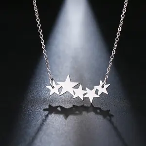 Moda uzun zincir beş köşeli yıldız kolye kolye paslanmaz çelik Pentagram pentagramı kolye kolye