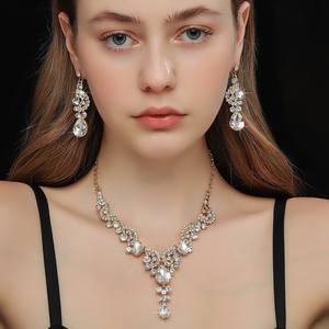 Klassieke Oostenrijkse Stijl Kristal Strass Sieraden Sets Bruidsmeisjes Bruiloften Statement Choker Ketting Armbanden Voor Party Proms - Product Image 1