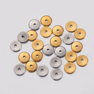 Cuentas espaciadoras de acero inoxidable Mingx, con forma de rueda, chapadas en oro de 18K, sueltas, redondas perforadas, cuentas de posicionamiento DIY - Product Image 4