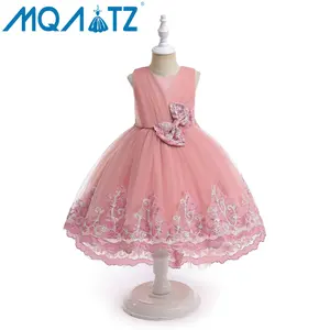 MQATZ top sale kids trailing Dress peach Embroidery evening girl Birthday flower tutu Dresses AL019