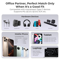 DAC HiFi 2 en 1, Conector USB-C a Jack de 3.5mm para Auriculares, Cargador Tipo-C PD60W, Adaptador de Música para PC, Laptop, Micrófonos y Juegos